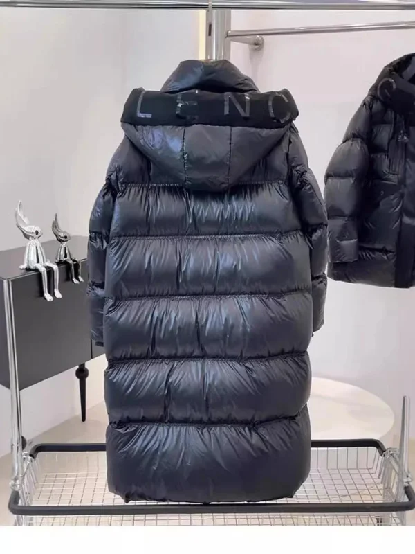 Schwarze lange Daunenjacke für Damen, glänzende weiße Entendaunenjacke – Bild 2